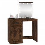 vidaXL Coiffeuse avec LED chêne fumé 90x50x132 5 cm bois d'ingénierie