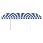 vidaXL Auvent automatique capteur de vent LED 4 5x3 5 m Bleu et blanc