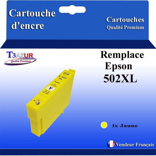 T3AZUR - Cartouches compatibles avec Epson XP-5100  XP-5105  XP-5115  XP-5150  XP-5155  WorkForce WF-2860DWF  WF-2865DWF  WF-2880DWF  WF-2885DWF  502XL (série Jumelles) - Jaune