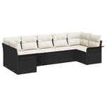 Ensemble de canapé de jardin de 7 pièces avec coussins en poly rattan noir