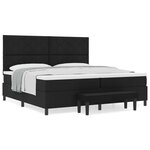 vidaXL Lit Box Spring avec Matelas et Banc Noir 200x200 cm Tissu