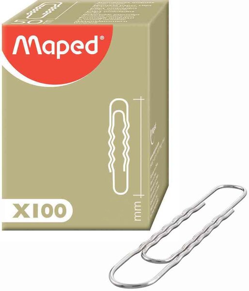Trombone ondulé en acier nickelé 77 mm Bte de 100 MAPED