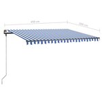 vidaXL Auvent manuel rétractable avec LED 450x300 cm Bleu et blanc