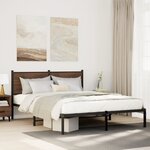 vidaXL Cadre de lit en métal sans matelas chêne marron 150x200 cm