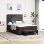 vidaXL Lit Box Spring avec Matelas & Banc Marron Foncé 140x190 cm Tissu