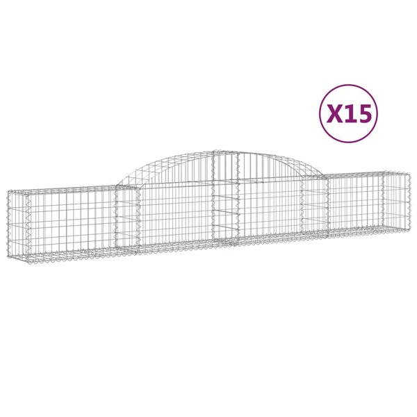 vidaXL Paniers à gabions arqués 15 Pièces 300x30x40/60 cm fer galvanisé