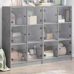 vidaXL Bibliothèque avec portes gris béton 136x37x109 cm