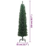 vidaXL Sapin de Noël artificiel mince avec support vert 210 cm PVC
