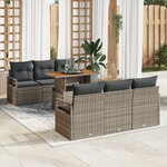 Ensemble de Canapés de Jardin 7 Pièces avec Coussins Gris Poly Rattan