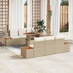 Ensemble de canapé de jardin 7 pièces vidaXL avec coussins beige en poly rattan