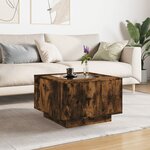 vidaXL Table basse avec LED chêne fumé 60x60x40 cm bois d'ingénierie