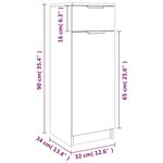vidaXL Armoire de salle de bain blanc 32x34x90 cm bois d'ingénierie
