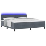 Lit à ressort vidaXL avec matelas et LED Gris foncé 200x200 cm Velours