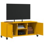 vidaXL Meuble TV jaune moutarde 100 5x39x43 5 cm acier laminé à froid