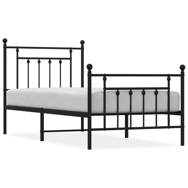 vidaXL Cadre de lit métal sans matelas avec pied de lit noir 80x200 cm