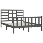 vidaXL Cadre de lit Gris Bois massif 150x200 cm Très grand