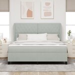 lit à ressort vidaXL avec matelas - Gris clair  180x200 cm  Velours