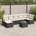 Ensemble de Canapé de Jardin 8 pièces vidaXL avec Coussins en Poly Rattan Noir