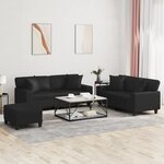 vidaXL Ensemble de canapés 3 Pièces avec coussins noir similicuir