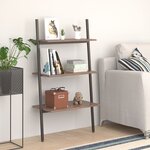 vidaXL Étagère inclinée à 3 niveaux Marron foncé et noir 64x34x116 cm