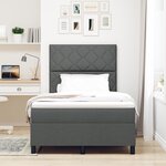 vidaXL Lit à ressorts avec matelas Gris foncé Petit lit double Tissu