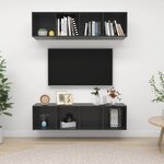 vidaXL Meubles TV muraux 2 Pièces Gris brillant Bois d'ingénierie