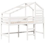 vidaXL Lit superposé et échelle et toit blanc 90x200cm bois pin massif