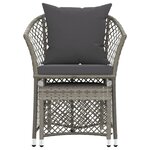 vidaXL Salon de jardin 2 Pièces avec coussins Gris Résine tressée
