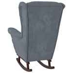vidaXL Chaise à bascule avec pieds en bois et tabouret Gris foncé