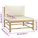 vidaXL Salon de jardin 4 Pièces avec coussins blanc crème bambou