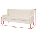 vidaXL Canapé à 3 places Tissu Blanc crème