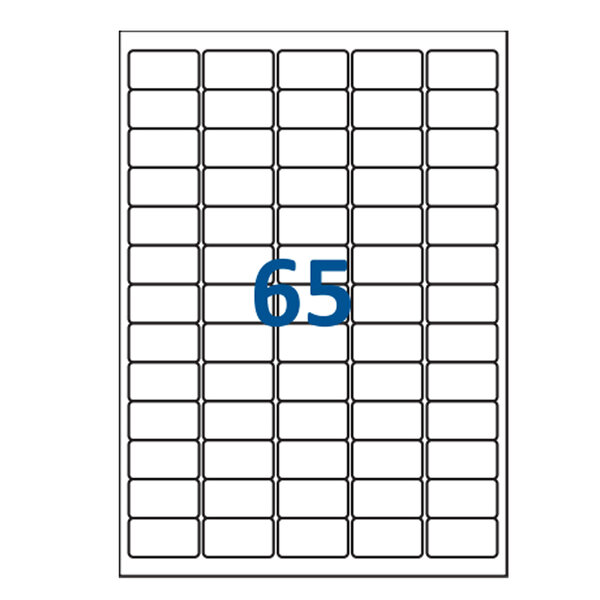 Lot de 200 Planches étiquettes autocollantes sur feuille A4 : 38 1 x 21 2 mm (65 étiquettes par feuille)