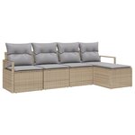 vidaXL Ensemble de Canapé de Jardin 5 Pièces avec Coussins Beige Rattan Synthétique