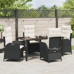 vidaXL Ensemble de jardin 5 pièces avec coussins Noir Rattan Poly