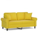vidaXL Canapé 2 places avec oreillers décoratifs jaune 140 cm velours