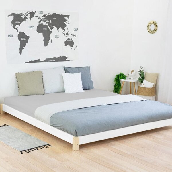 Lit double TATAMI 200 x 200 naturel et blanc
