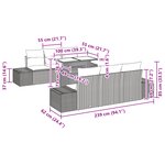 vidaXL Ensemble de Canapés de Jardin 7 Pièces avec Coussins Beige Poly Rattan