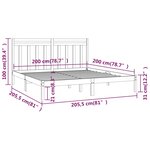 vidaXL Cadre de lit sans matelas blanc 200x200 cm bois massif