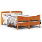 vidaXL Cadre de lit avec tête de lit cire marron 120x190cm bois de pin