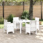 vidaXL Ensemble de salle à manger de jardin 5 pièces avec coussins en poly rotin blanc