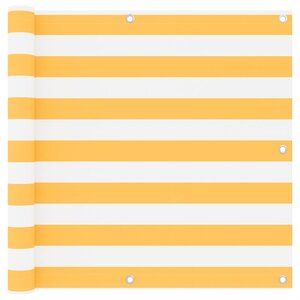 vidaXL Écran de balcon Blanc et jaune 90x400 cm Tissu Oxford