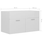 vidaXL Armoire d'évier avec lavabo intégré Blanc brillant Aggloméré