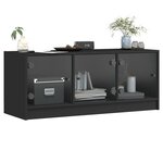 vidaXL Meuble TV avec portes en verre noir 102x37x42 cm