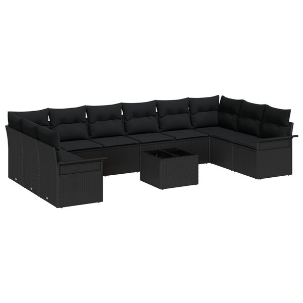 Set de Canapé de Jardin vidaXL 11 Pièces avec Coussins Beige Rotin Poly