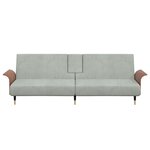 vidaXL Canapé-lit avec porte-gobelets gris clair velours
