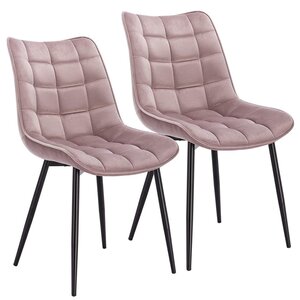 Chaises de cuisine 2 pièces en velours rose 19_0000393