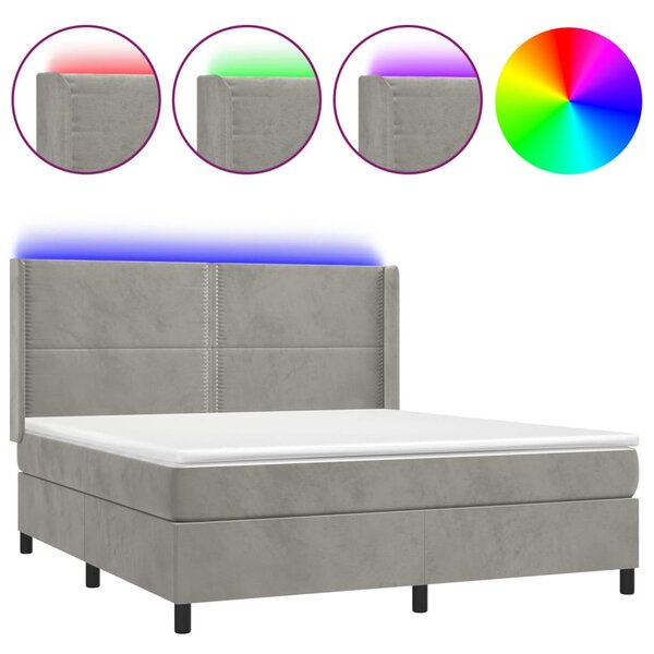 vidaXL Sommier à lattes de lit matelas et LED Gris clair 160x200 cm