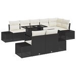 vidaXL Ensemble de canapé de jardin 9 pièces avec coussins en poly rattan noir