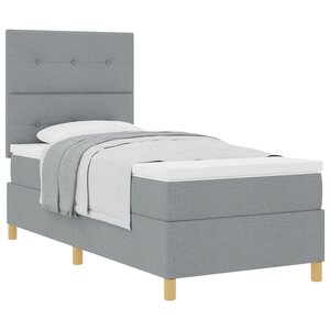 vidaXL Lit sommier avec matelas Gris Clair 90x200 cm Tissu