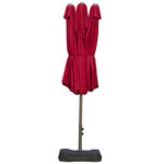 Parasol de jardin XXL dim. 4 6L x 2 7l x 2 4H m ouverture fermeture manivelle pied & contrepoids inclus acier polyester haute densité bordeaux